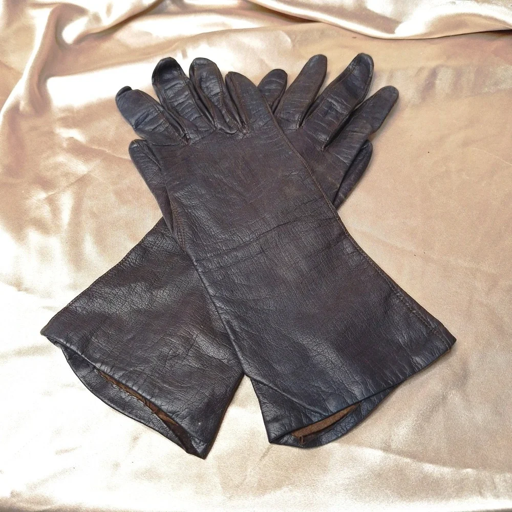 Warm Women's Black Leather Gloves with all cotton‎ lining size 6.5 (6-1/2)